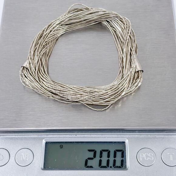 Liquid Sterling Silver 20 Strand Necklace | Sterling Silver 925 | 20" - Picture 6 of 6